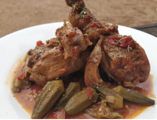 Greek Okra and Chicken Casserole - (GF / Lactose Free)